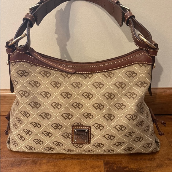 Dooney & Bourke Tan and Brown Monogram Shoulder Bag - Picture 2 of 10